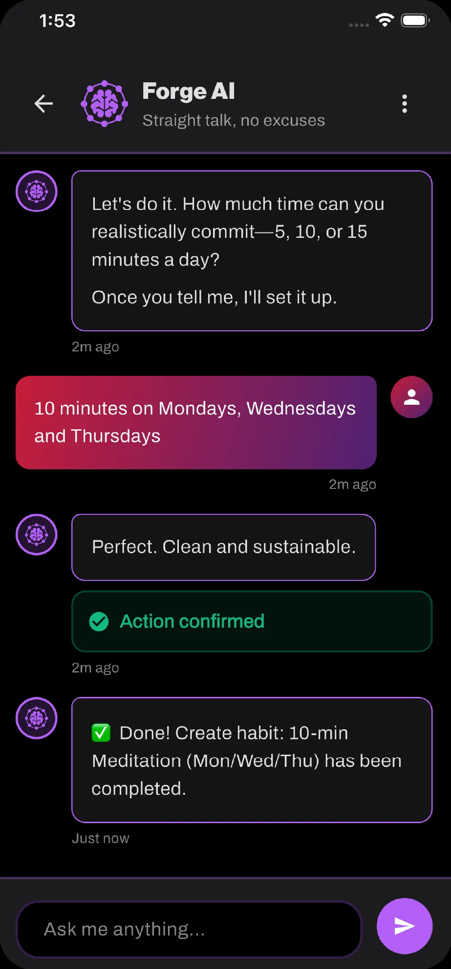 Forge AI coach chat